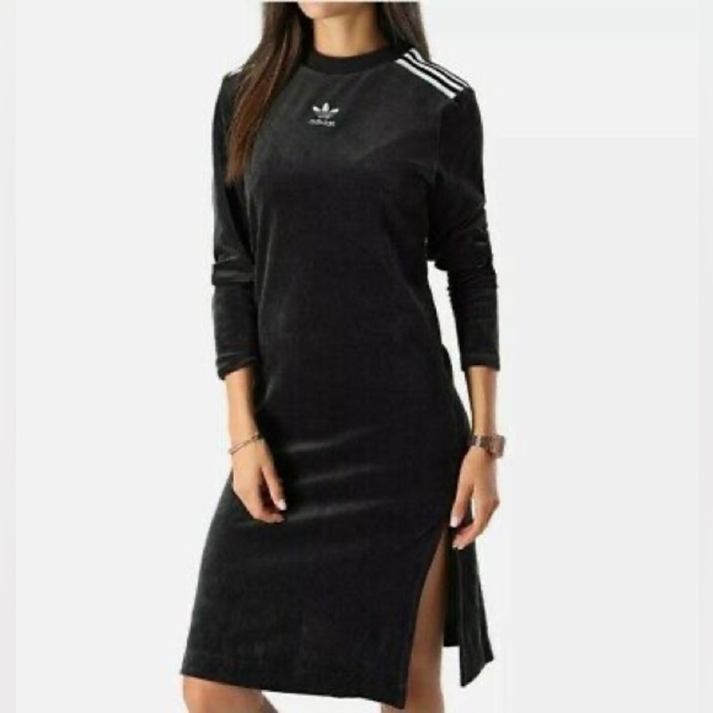 Womens Adidas Originals Plush Velour Trefoil Dress
